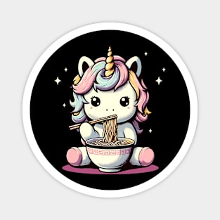 Little unicorn eating ramen noodles Magnet